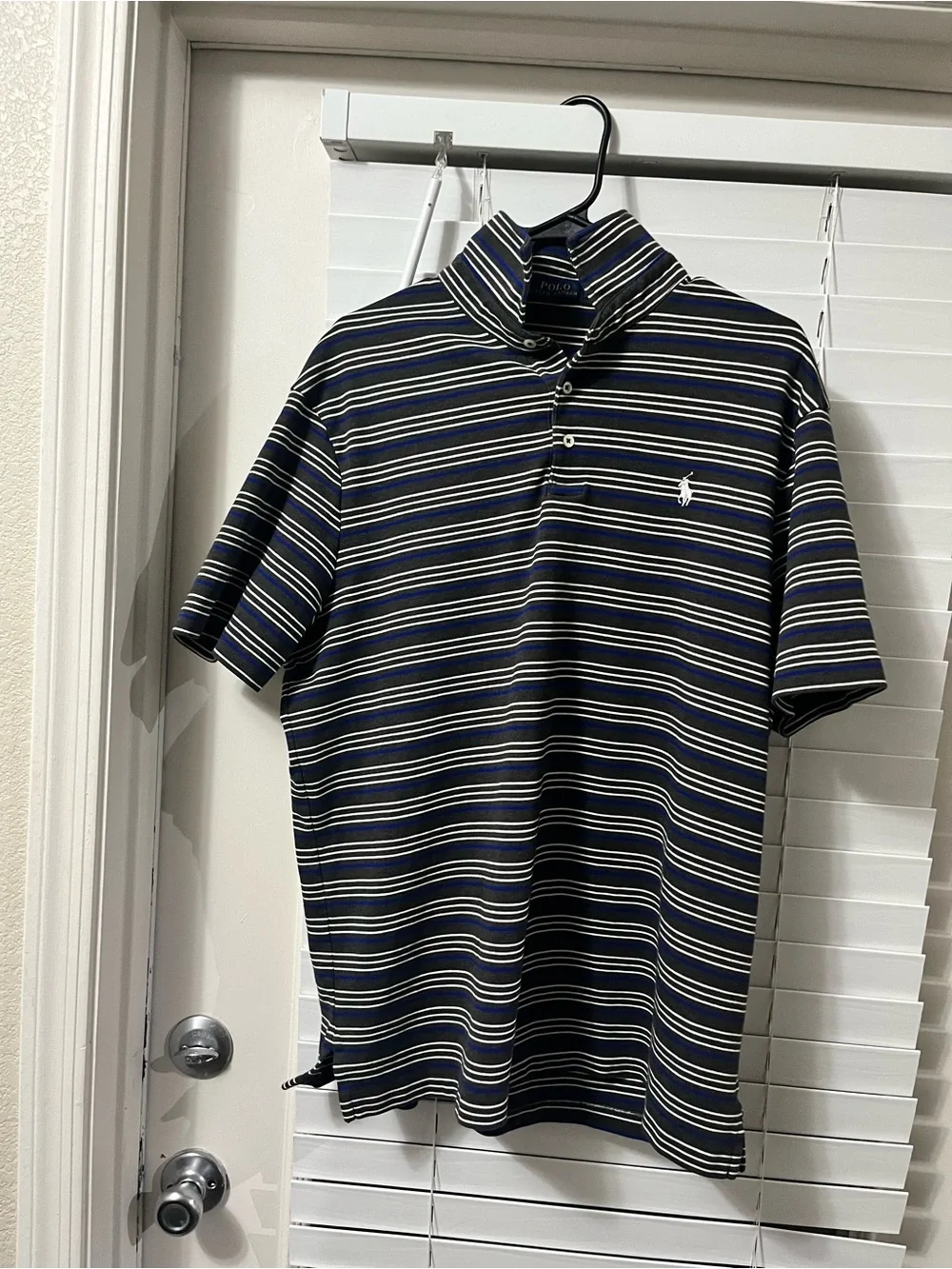 Ralph Lauren Navy and White Striped Polo Shirt